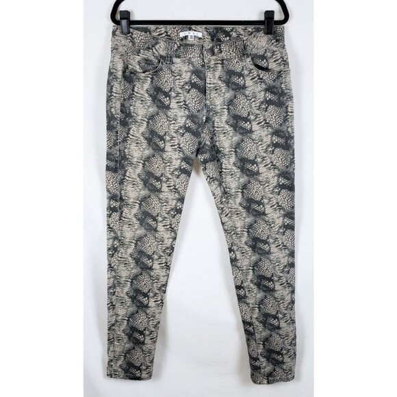 CAbi Denim - Cabi Snakeskin Jeans Womens 10 Slim Straight Modern Neutral Office Capsule Gray